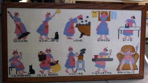 Quadro punto croce faccende - quadro,