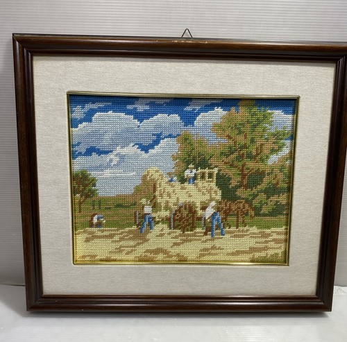 Quadro contadini ricamato - quadro,
